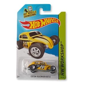 Hot Wheels (2013) Yellow Custom Volkswagen Beetle HW Workshop 247/250